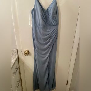 AZAZIE Dusty blew a line bridesmaids dress, two layers size 4